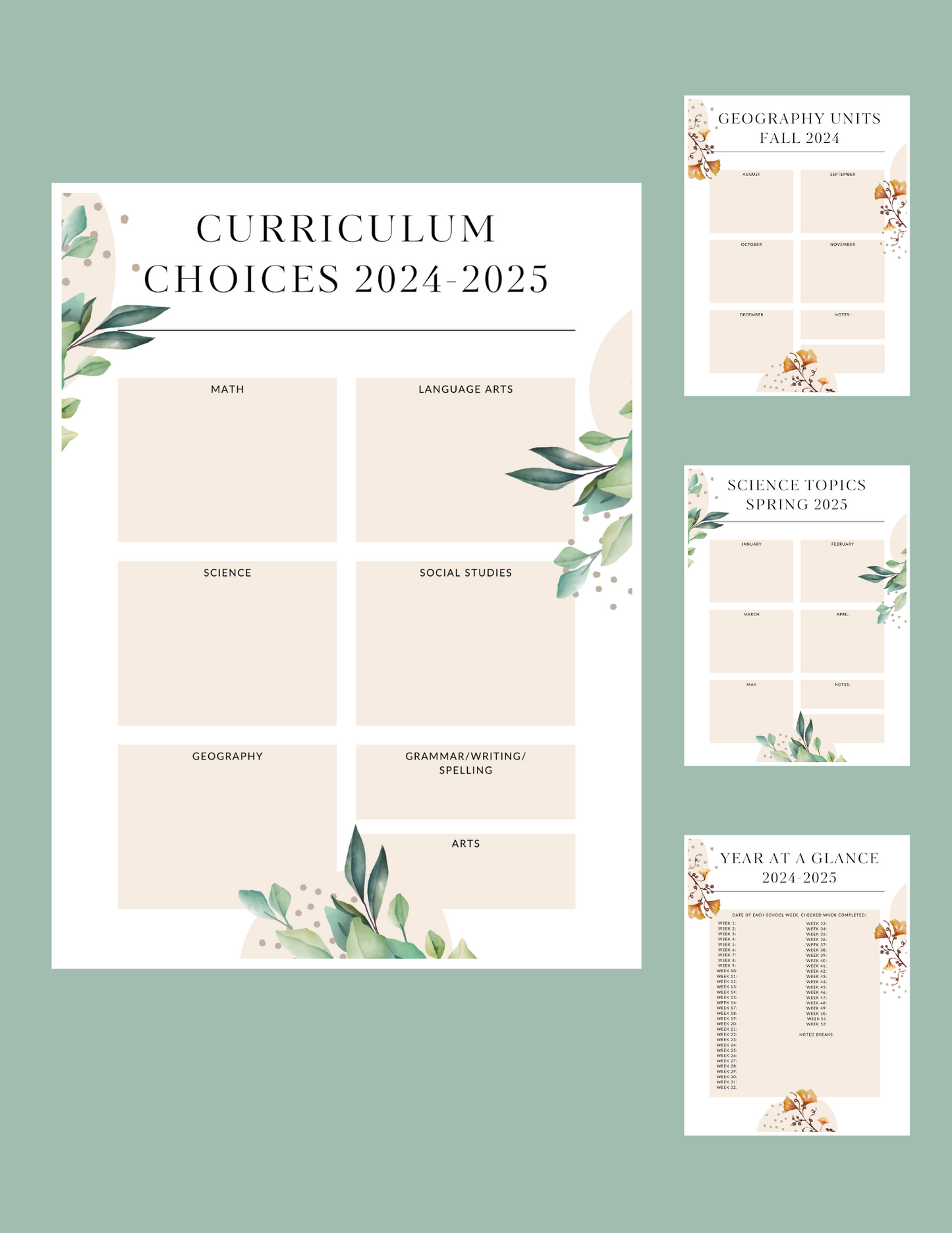 Homeschool Planning Pages